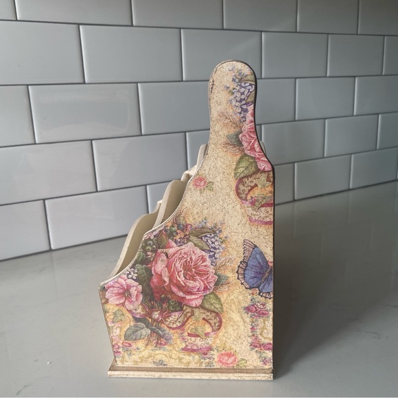 Vintage Style Wooden Country Shabby Chic 3 Slot Letter Holder Organizer - Picture 6 of 8